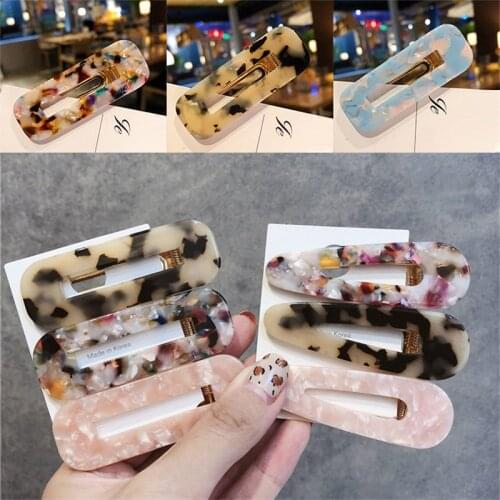 1pcs Vintage Hair Clip for Women Leopard Marble Textured Geometric Water Drop Square Shape Barrette Hairpin Hair Accessories