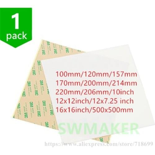 SWMAKER 1pack high quality PEI sheet 3D Print Build Surface Polyetherimide PEI Sheet 8''/220mm/10''/12''/16''/500mm