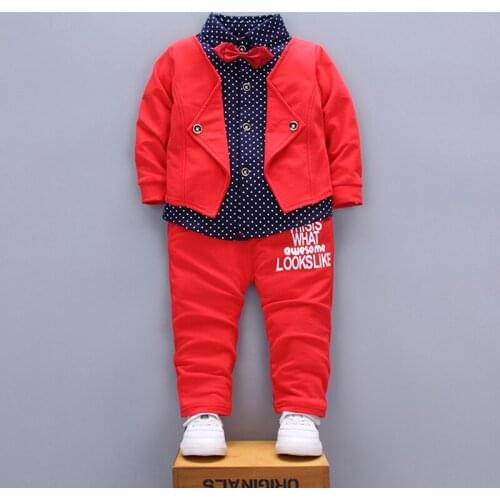 New High Quality Spring Baby Clothing Sets Baby Boy Clothes Dot Button Long Sleeve Sweatshirts+Casual Pants 2 Pices Set