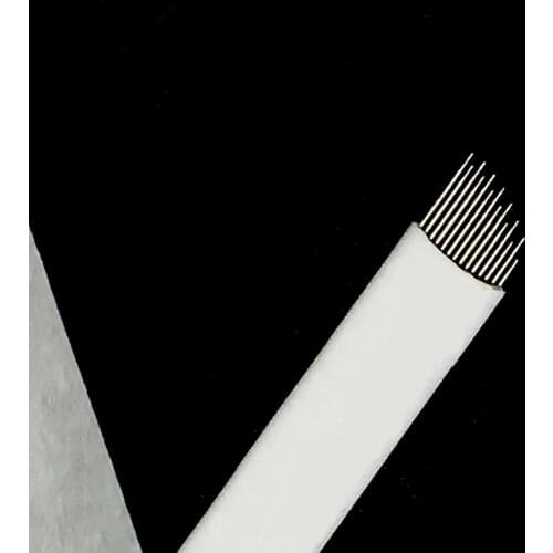 50pcs 14 Flex Microblading Blades Tattoo Needles Fog Eyebrow Permanent Makeup Manual Tool Pin Needle Manual Pen High and Low Arc