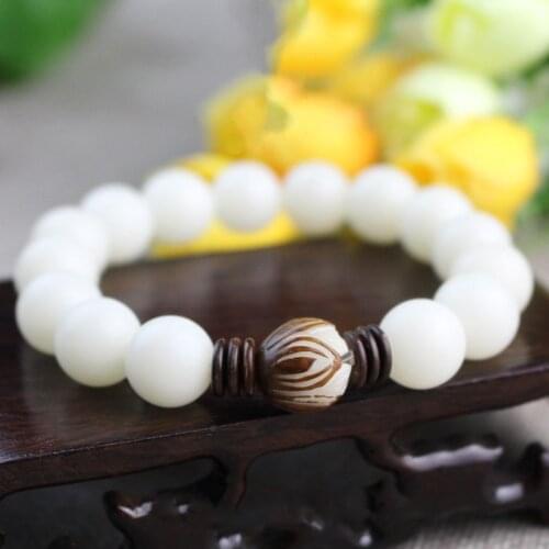 White Bodhi Root Bracelet White Jade Bodhi Seed Lotus Bead Bracelet For Men And Women wholesale