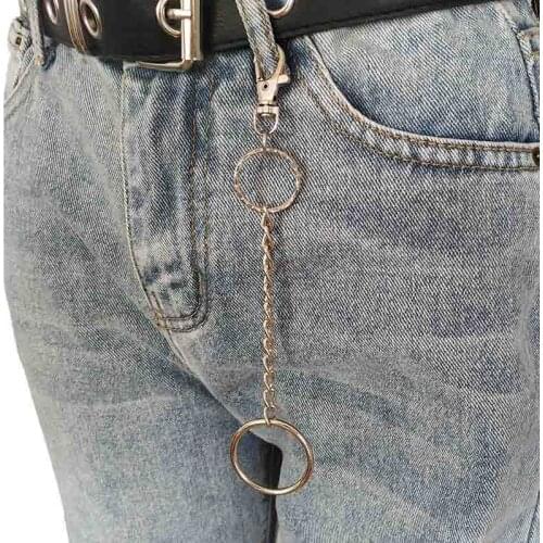 Pants Chain Unisex Trendy Punk Hip-hop Belt Key Chain Silver Metal Keychains Rock Wallet Belt HipHop Jewelry