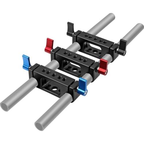 15mm Rod Rig Clamp Double Holes 1/4 3/8 Thread Telephoto Lens Holder Support Rail Photography System For DLSR Camera Cage Parts