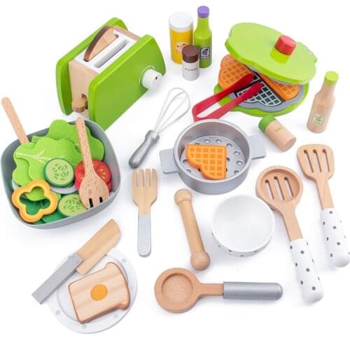 Baby Wooden Kitchen Toys Pretend Play Kids Kitchen Items Children Cooking Pots Food Dishes Cookware Interactive Learning Toys