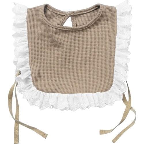 Baby Girl Cotton Vest Autumn Newborn Outside Winter Windproof Saliva Towel Kids Toddler Sweet Hollow Lace Princess Bib Scarf