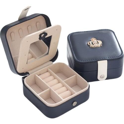 Portable Travel Leather Jewelry Organizer Display Earrings Rings Necklace Storage Case Jewellery Box for Women Girls Gifts