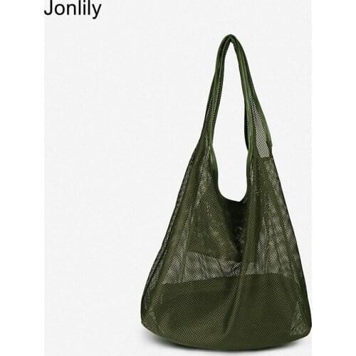 Jonlily Women Light Weight Nylon Beach Composite Bag High Capacity Daily Handbag Teens Casual Shoulderbags Elegant Purse -KG183
