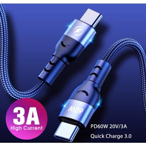 USB Type C To USB C Cable PD Fast Charging Wire For xiaomi POCO X3 M3 Type-C USBC 60W 3A Quick Charge Data Cord for macbook ipad