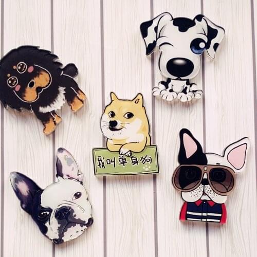 Kawaii Harajuku Style 1Pcs dog Badge Acrylic Brooch For Women/Man Clothes Badge Decorative Rozet Collar Scarf Lapel Pin Broach