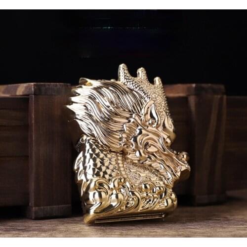 Emperor Dragon Kerosene Lighter Alloy Armor Retro Carved Personality Desktop Smoking Accessories Cool Lighter Gift for Men