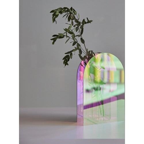 Nordic style Creative vase room Decor artificial flower vases dazzle color acrylic vase ornaments dry flower furniture