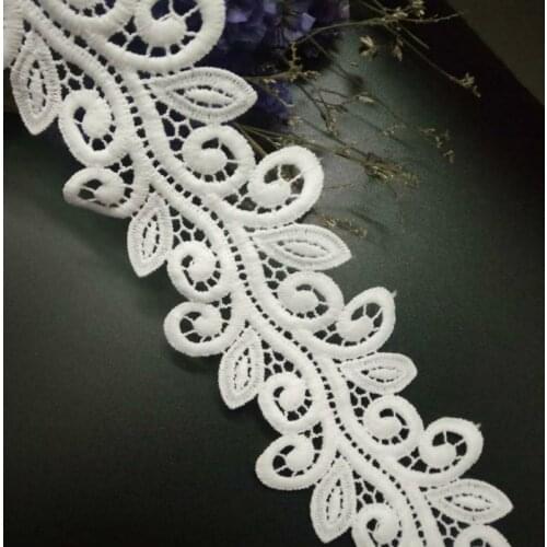 2 yard White Micro Fiber Flower Embroidered Fabric Lace Trim Ribbon Handmade DIY Sewing Supplies Craft For Costume Decoration
