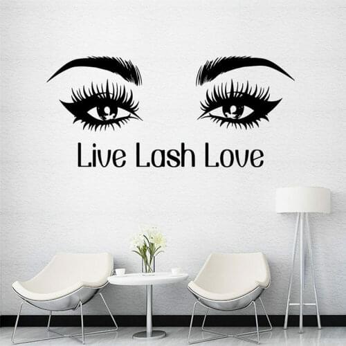Live Lash Love Quote Lash Eyes Beauty Salon Wall Sticker Vinyl Interior Art Home Decoration Room Shop Studio Decals Murals 4135