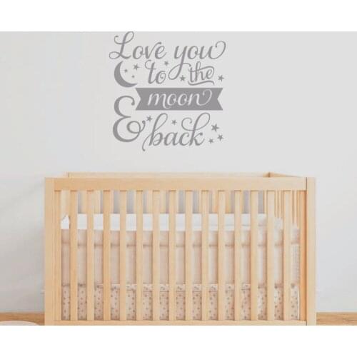 Motivation Quotes Wall Sticker I Love You To The Moon And Back Kids Room Decall Wall Art Decoration House Mordern Decor NY-278