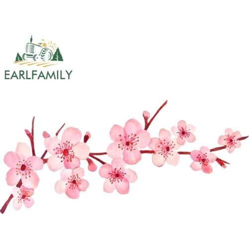 EARLFAMILY 13cm x 6.4cm for Cherry Blossom Car Stickers Motorcycle Helmet Camper Graffiti Creative Scratch-proof Window Decal