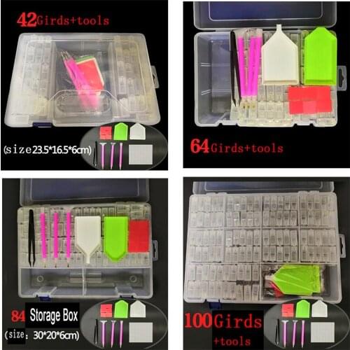 New Diamond embroidery diamond painting tool! Daimond transparent plastic storage box, jewelry Drill 42/64/100Storage Box Gift