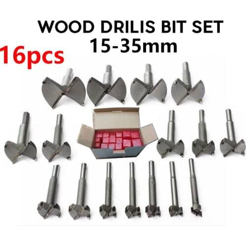 Factory wholesale 16pcs/set Core Drill Bits Professional Forstner Woodworking Hole Saw Wood Cutter For Rotary Tools 15mm-35mm
