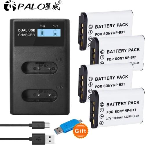 100% Original NP-BX1 npbx1 np bx1 Battery For Sony FDR-X3000R RX100 RX100 M7 M6 AS300 HX400 HX60 WX350 AS300V+LCD usb Smart char