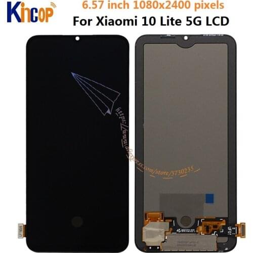 Original AMOLED For Xiaomi 10 Lite 5G LCD Display with Touch Screen Digitizer Assembly For Xiaomi Mi 10 Lite LCD Screen