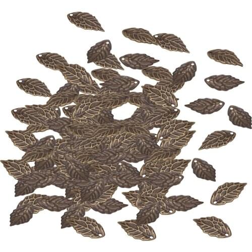 100Pcs Leaf Shape Charms Jewelry Findings DIY Necklace Decoration Craft Jewelry Making Charms Jewelry Pendants Metal 18x10mm
