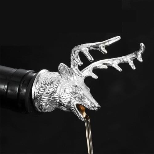 Wine Bottle Stopper Zinc Alloy Deer Stag Head Wine Pourer Unique Wine Bottle Stoppers Wine Aerators Bar Tools Get Together Gift
