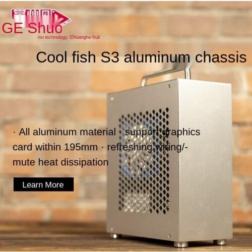 S3 all aluminum transparent A4 Mini itx portable computer 1U power supply single display small steel gun Mini main box