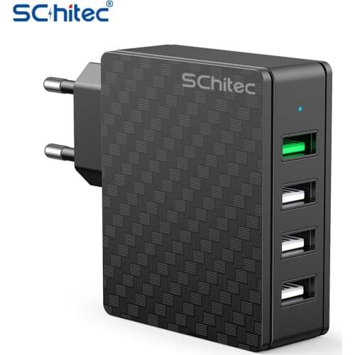 Schitec 4 Port Fast Charging QC3.0 USB Quick Charge Universal 3.0 QC4.0 EU Plug Power Adapter For Samsung iPhone Tablet Charge