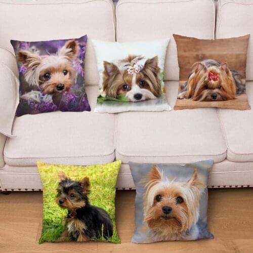 Mini Yorkshire Terrier Super Soft Short Plush Pillow Cover 45*45cm Cushion CoverPillows Case Home Decor Pet Dog Cushion Covers