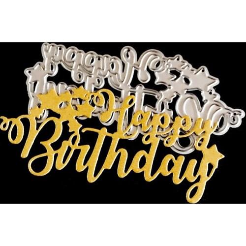 Happy Birthday Letter Star Cutting Metal Die Decoration For Scrapbook Punching Card Cutting DIY Process Edge Cutting 2021 New