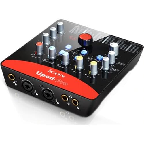ICON upod pro USB external sound card 2 mic-In/1 guitar-In, 2-Out USB recording Interface DSP parameter adjustment knobs