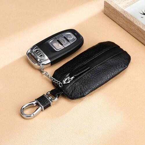 Good Quality Luxury Brand New Upgraded Design Top Layer Real Cow Leather Lichi Pattern Men Women Car Keys Holder Bag