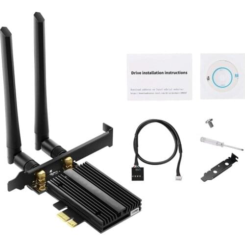 Wi-Fi 6E AX210 PCIe WiFi Card Bluetooth 5.2 with Heat Sink 5400Mbps 802.11Ax Tri-Band 2.4G/5G/6G PCI-E Wireles Adapter