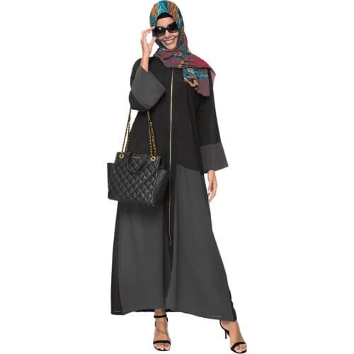 New Women Summer Chiffon Robe Muslim Ramadan Assorted Color Zipper Design Abaya Loose Maxi Turkey Islamic Pleated Long Dress