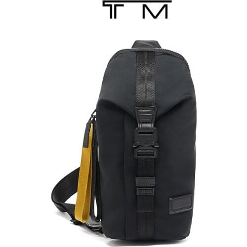 Lightweight two-color pull ring mens casual shoulder messenger bag chest bag 0798675D