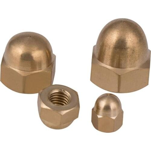 1PCS 5PCS Hexagon Dome Nuts Solid Brass For Metric Bolts & Screws Dome Nut Lock Copper