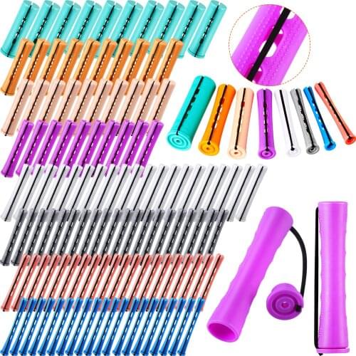 120 Pieces Plastic Hair Perm Rods Cold Wave Rods Long Perm Rods Hair Curling Roller for Women Girls, 8 Sizes and 8 Colors