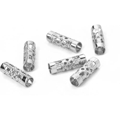 20 PCs 304 Stainless Steel Spacer Beads Cylinder Dull Silver Color Hollow Beads 12mmx 4mm For Jewelry Making Diy Accessorie