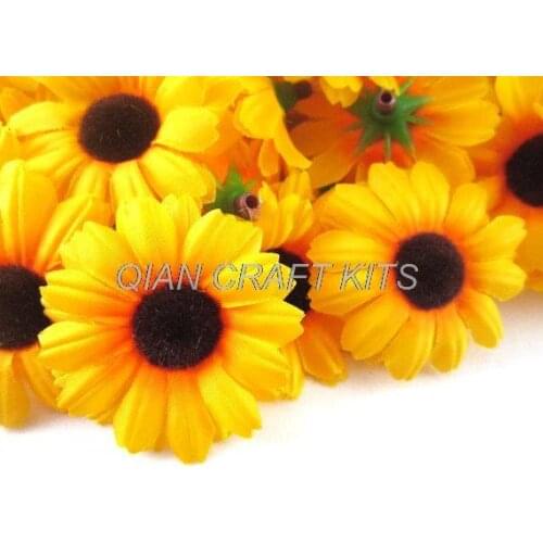 200pcs Yellow Gerbera Daisy Sun Flower Head - Artificial Silk Flower 1.75 inches - Wholesale Lot for Wedding, Make Hair clips
