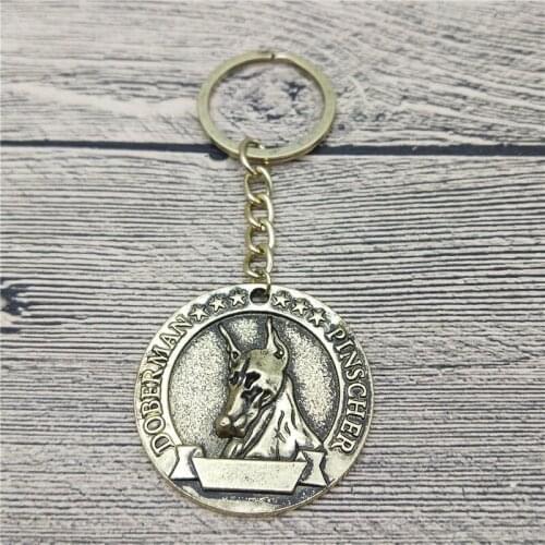 New Trendy Retro Doberman Pinscher Key Chains Fashion Pet Dog Jewellery Doberman Pinscher Car Keychain Bag Keyring For Women Men