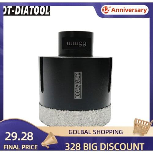 DT-DIATOOL 1pc M14 Dia 65mm Vacuum Brazed Diamond Dry Drill Core Bits Porcelain Tile Hole Saw Granite Marble Stone Drilling Bit