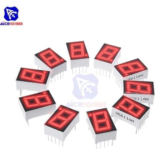Diymore 5PCS/Lot 0.56" 7 Segment 1 Bit Red LED Digital Display Common Anode / Common Cathode LED Digital Tube Red for Arduino
