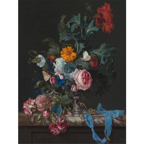 Europe Vintage Flowers Glass Vase Printed Fabric 11CT Cross-Stitch Embroidery Kit DMC Threads Handiwork Hobby Craft Jewelry