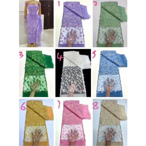 French lace fabric 2021 high quality lace 3d flowers fabric robe de soirée de mariage embroidery tulle lace 5yard