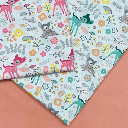 KDF21 Little Deer Cotton Fabric,Kids' Room Decoration,Curtain,Table Cloth,Childrens Summer Cloth,DIY Material Summer Fabric