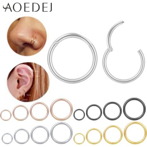 AOEDEJ 4Pcs/lot 16g Stainless Steel Septum Nose Rings for Women Nose Septum Clicker Piercing Tragus Conch Helix Piercing Earring