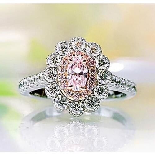 Charms 925 Sterling Silver 3*5mm Pink Quartz Topaz Lab Diamond Gemstone Rings For Women Wedding Cocktail Party Fine Jewelry Gift