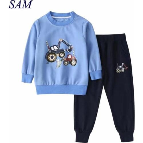 Kids Autumn Clothing Sets Childrens Cartoon Sweater Pure Color School Boys Sweater Suit Soft Sport Hoodies Clothes