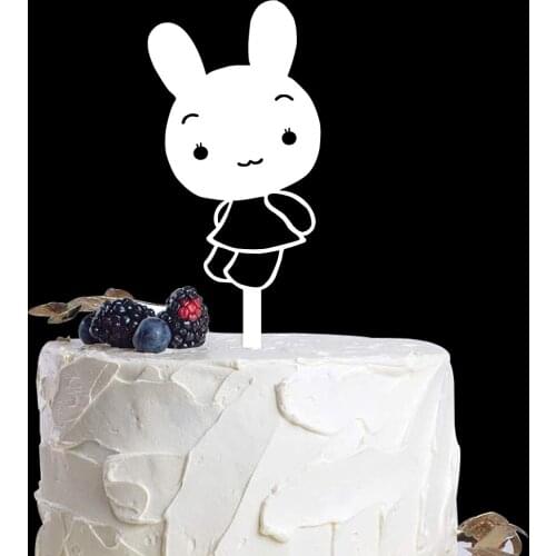 Rabbit Happy Birthday Easter Party Cake Topper,Rabbit Wedding Cake Topper, Baby Shower cute bunnies cake topper Decor Supplies