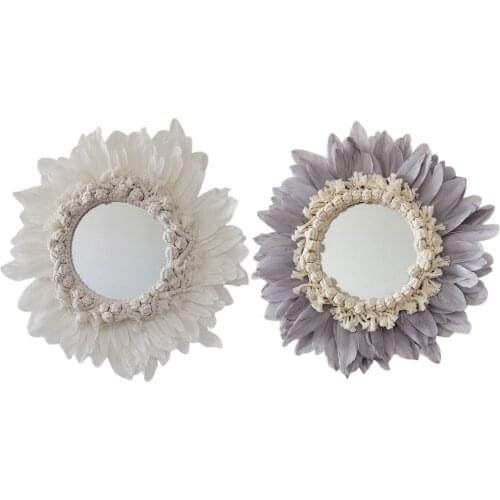 Hot Feather Mirror Hanging Decorations Children Room Handmade Wall Decor Home Pendant Mounted Hanging Wedding Party Graceful