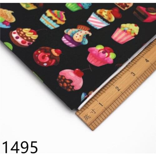Half yard 45*140cm cartoon cupcake character print polyester cotton fabric mask handmade craft 1495
